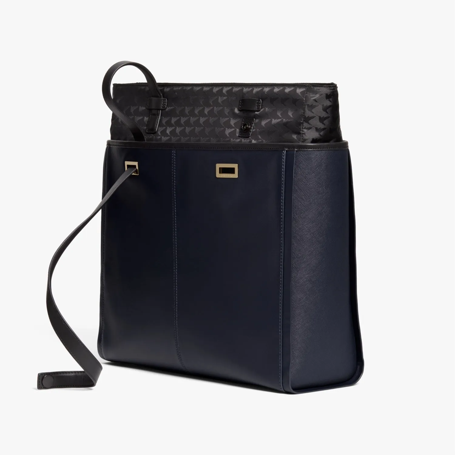 The Seville Prima Tote - Nappa & Saffiano Leather - Deep Navy / Gold / Grey