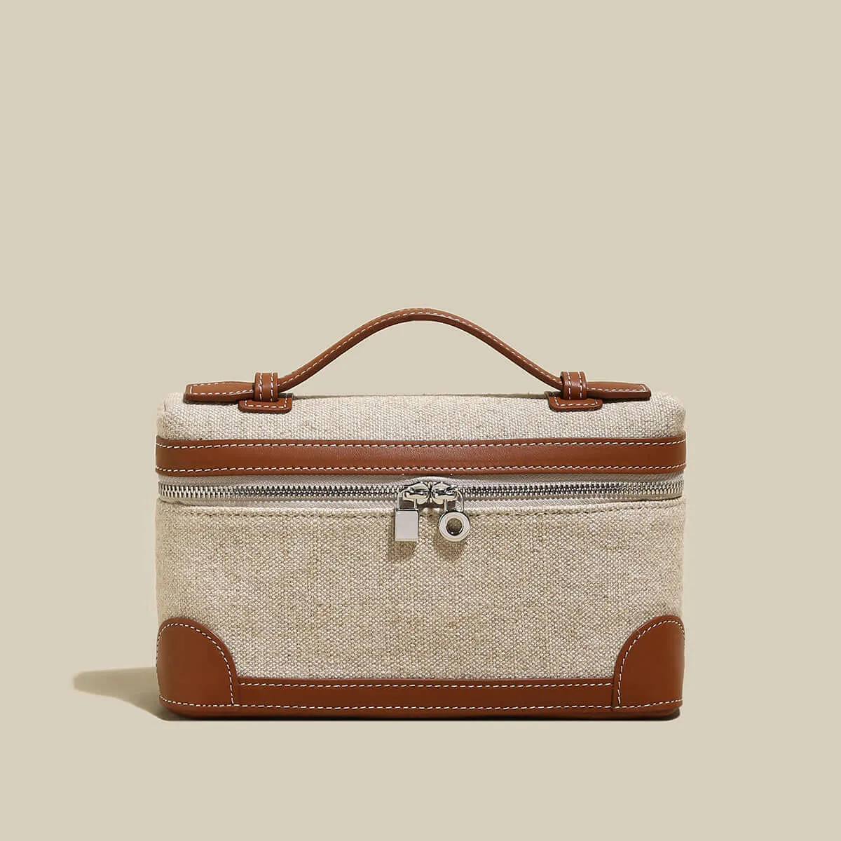 Traveler's Top-Handle Rectangle Box Mini Make Up Bag