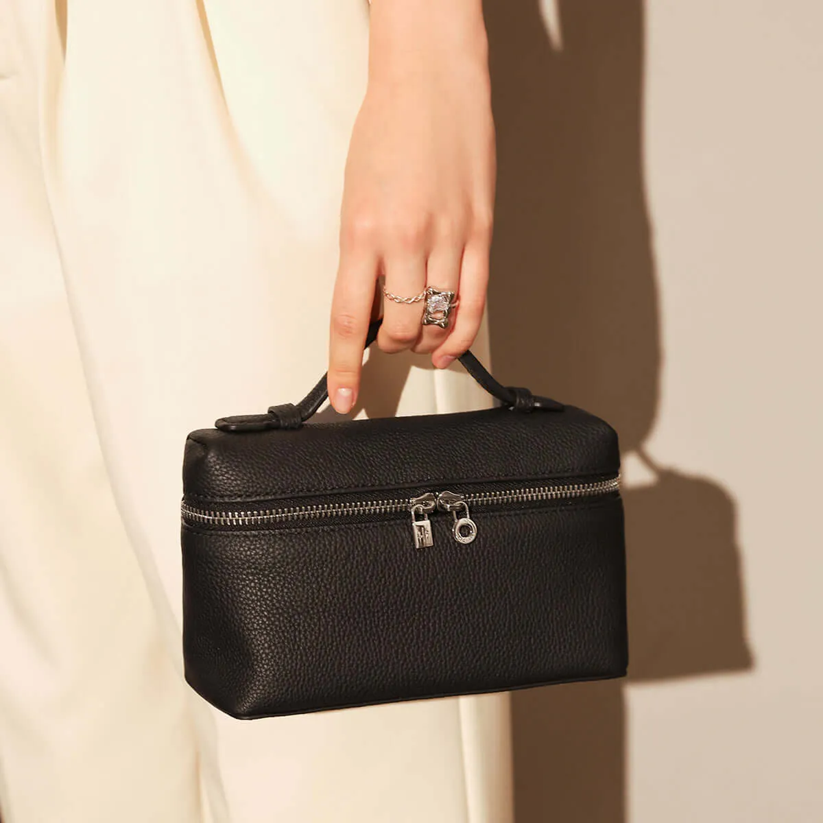 Traveler's Top-Handle Rectangle Box Mini Make Up Bag