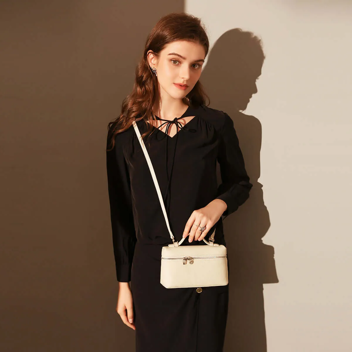 Traveler's Top-Handle Rectangle Box Mini Make Up Bag