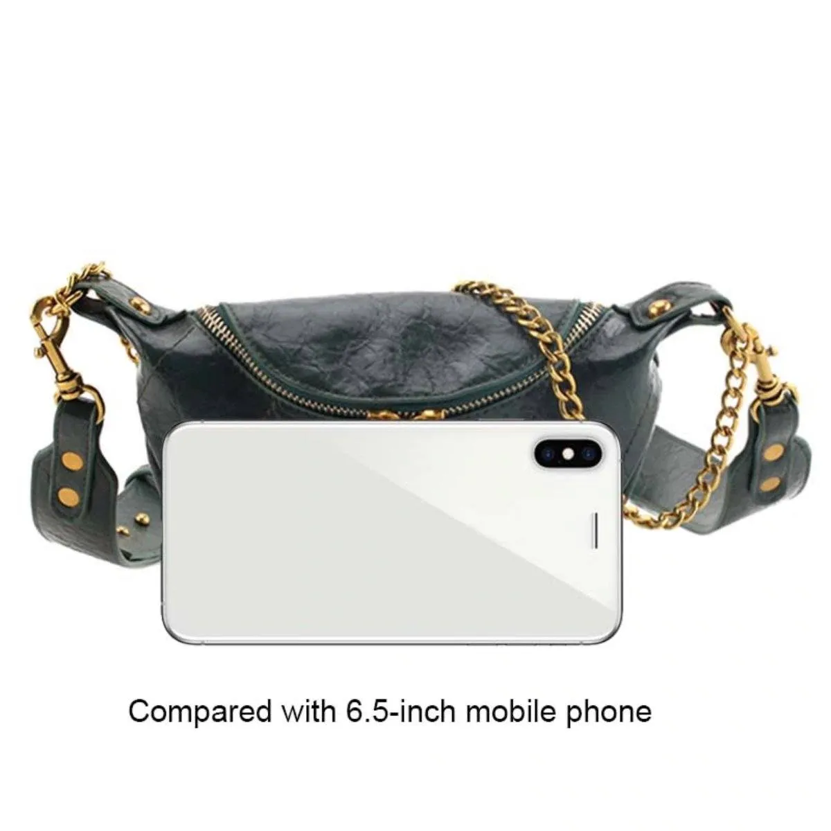 Trendy Cross Body Bag with Gold Colored Chains