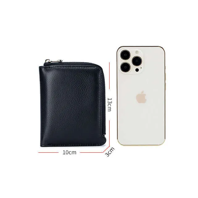Women's Leather Double-Zip Wallet - Compact and Stylish