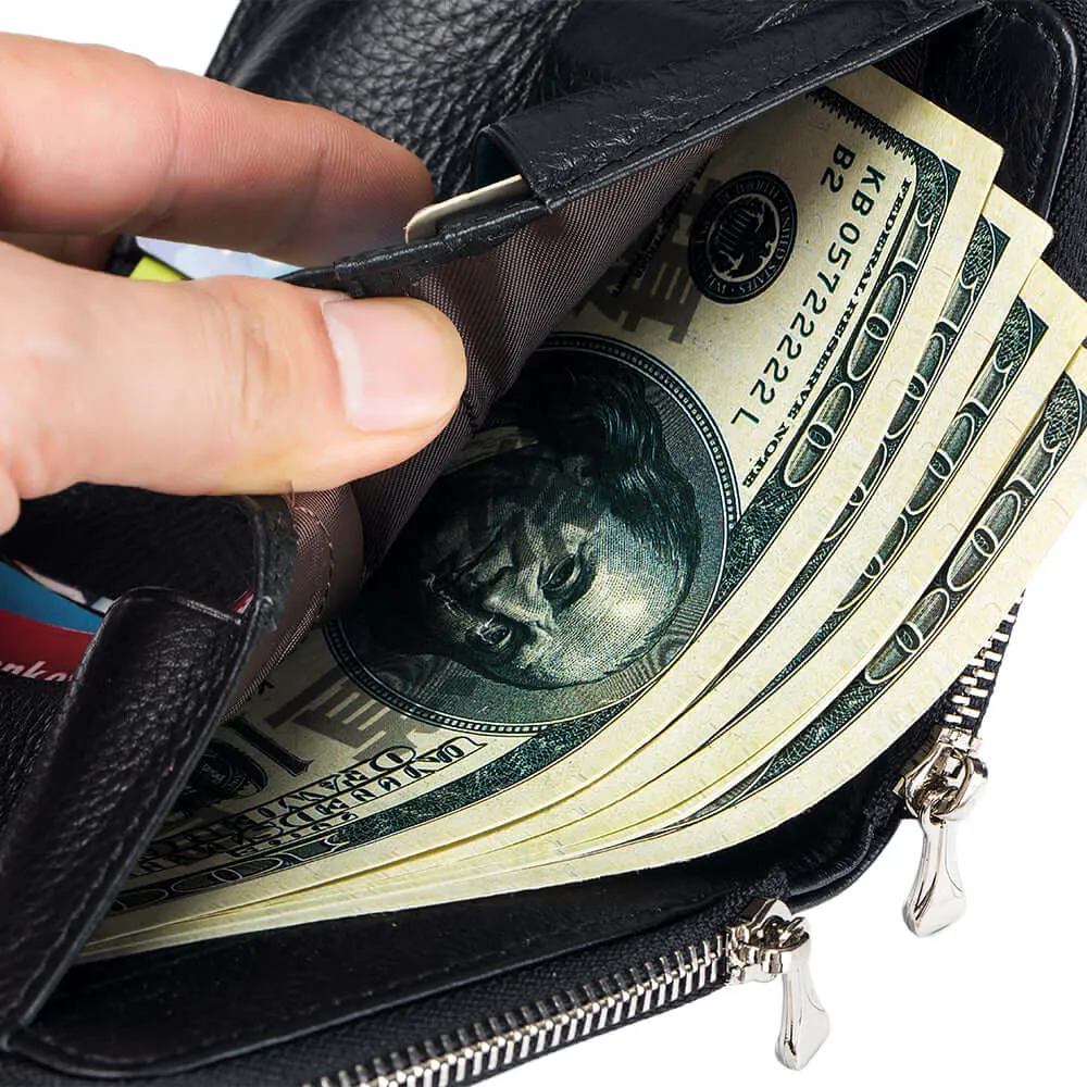 Women's Leather Double-Zip Wallet - Compact and Stylish