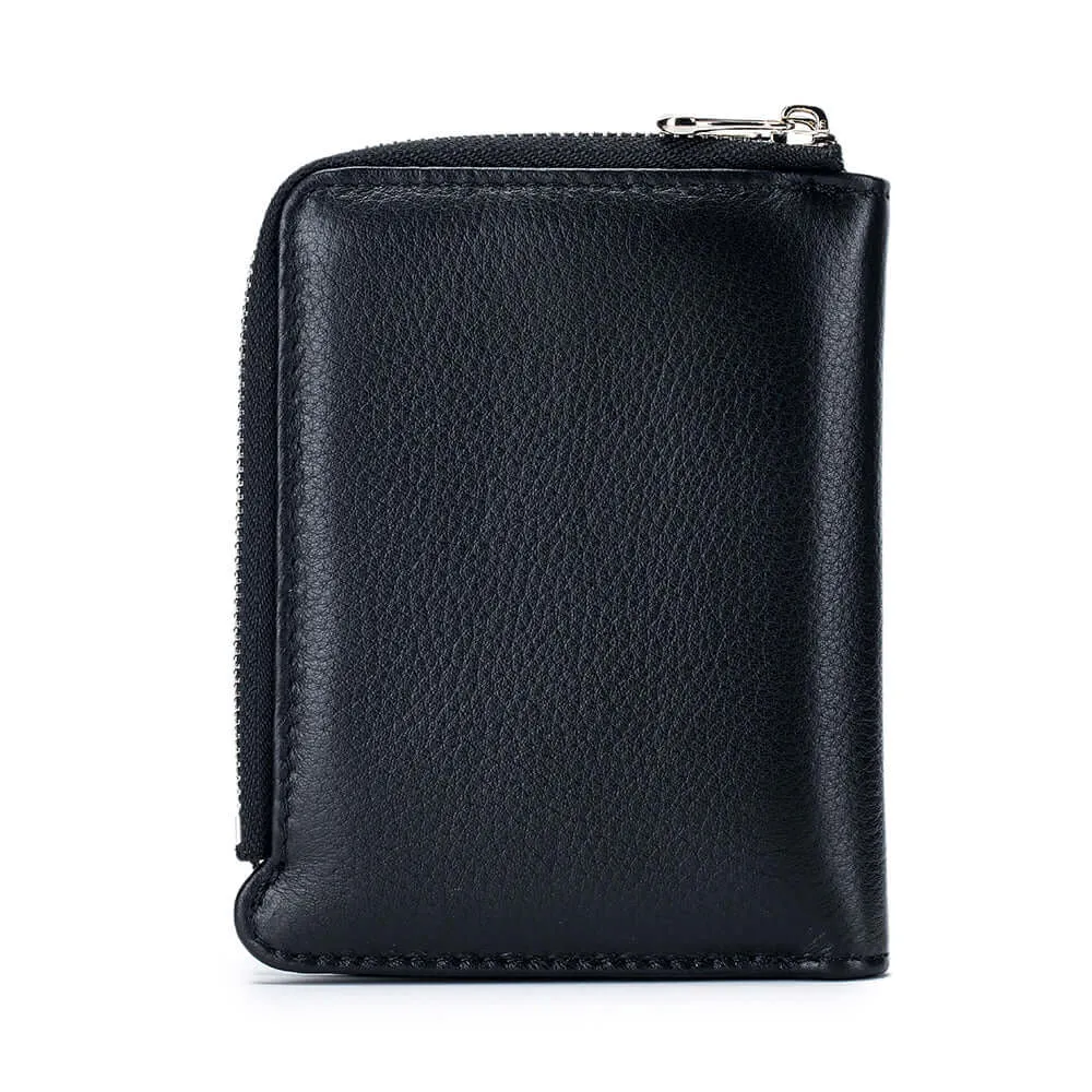 Women's Leather Double-Zip Wallet - Compact and Stylish