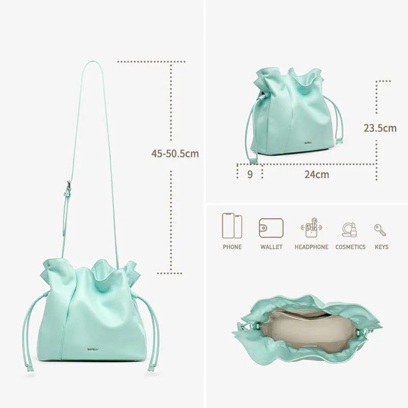 Women's Top Quality Genuine Leather Crossbody Bucket Handbags