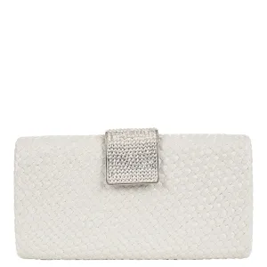 Woven Nizza Clutch with Rhinestone Pave Clasp